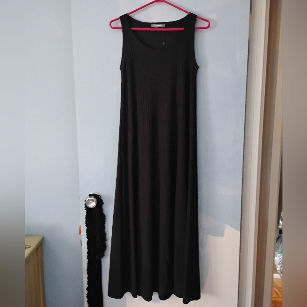New ALEMBIKA Black Midi Sleeveless Dress Pockets S M - Picture 2 of 6